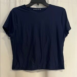 Abercrombie Soft Matte Seamless Baby Tee - Crop Top - XL - Navy Blue